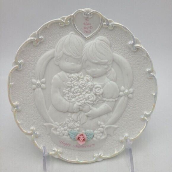 Precious Moments 25th Anniversary Plate 1995 Christmas Musical Ornament Lot 2 - Picture 2 of 9